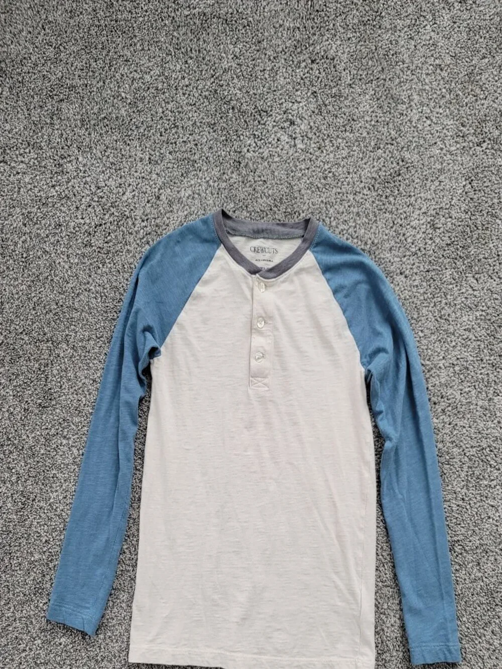 Crewcuts Boys M (8-9) Colorblock Raglan Henley Shirt 100% Cotton Long Sleeve